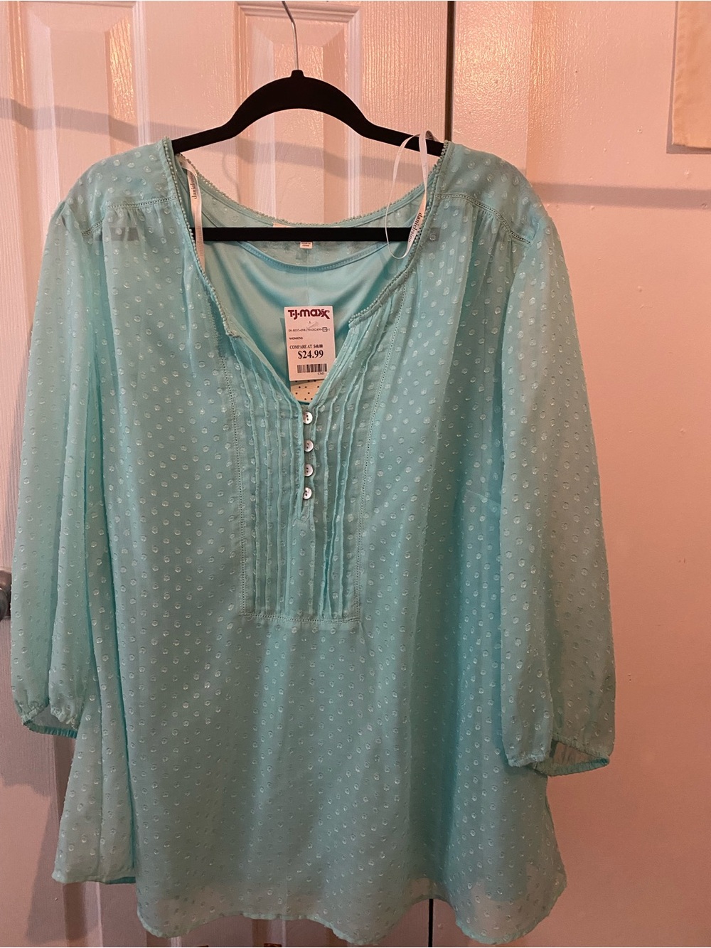 Daniel Rainn Aquamarine Women's Peasant Blouse nwt